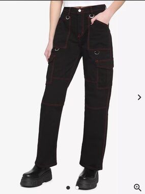 Aphrodite Black Pants with Red Contrast Stitching